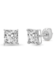 14K Gold Lab Diamond Princess-Cut Stud Earrings, 2ctw, With Secure Screwbacks
