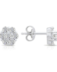 Sterling Silver Cubic Zirconia Flower Cluster Studs, Pushback