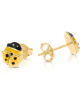 14K Gold Yellow Ladybug Studs, Pushback