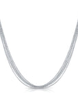 925 Sterling Silver Italian Multi-Row Cable Chain Necklace