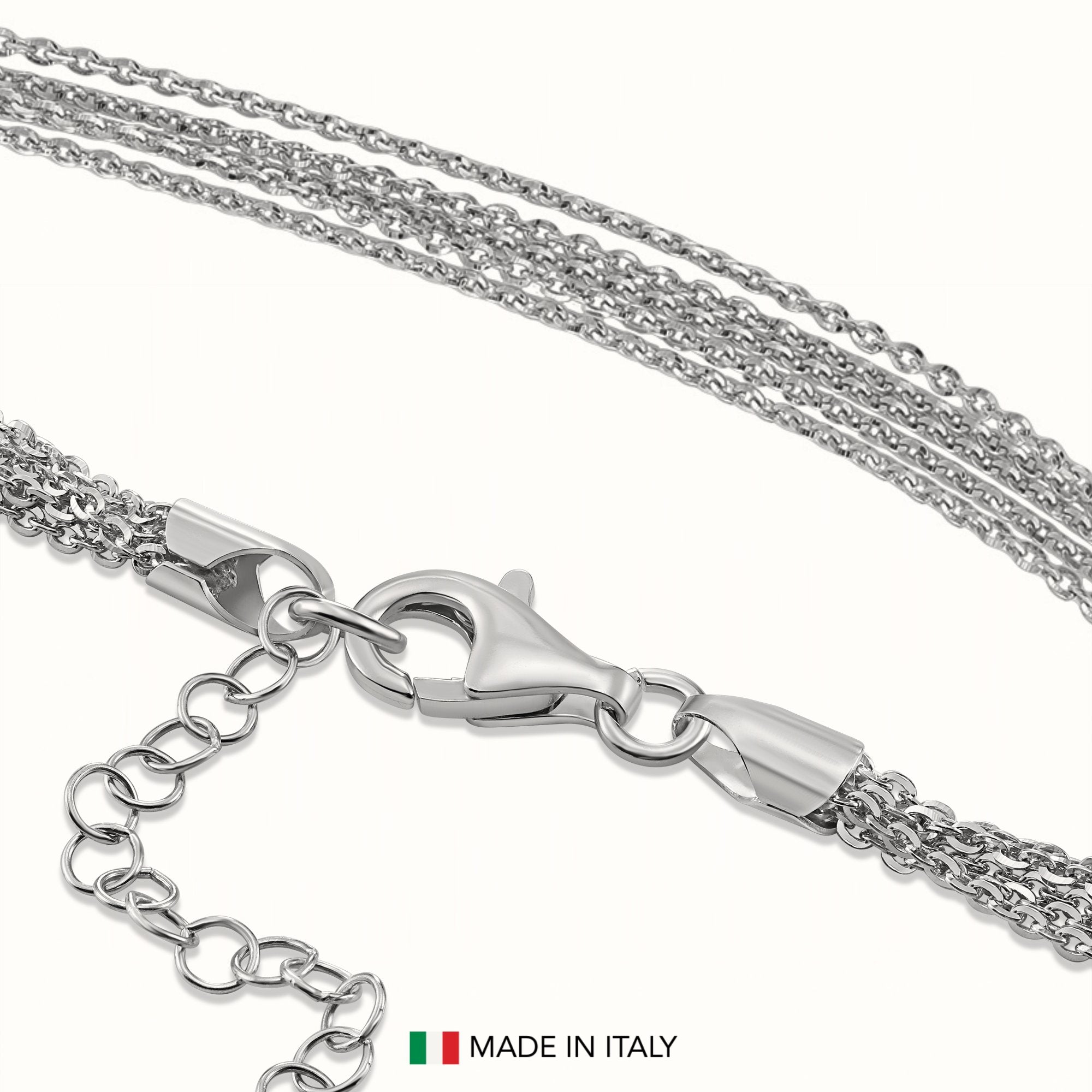 925 Sterling Silver Italian Multi-Row Cable Chain Bracelet