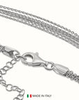 925 Sterling Silver Italian Multi-Row Cable Chain Bracelet, Adjustable 7"-8"