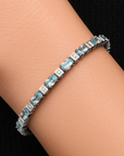 Sterling Silver March Aquamarine Birthstone Bracelet