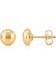 14K Yellow Gold Flat Ball Studs, Pushback