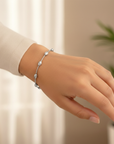 Sterling Silver Diamond-Cut Oval Bead Bracelet