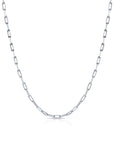 925 Sterling Silver Paperclip Chain Necklace, 3mm Thin, With Secure Lobster Lock