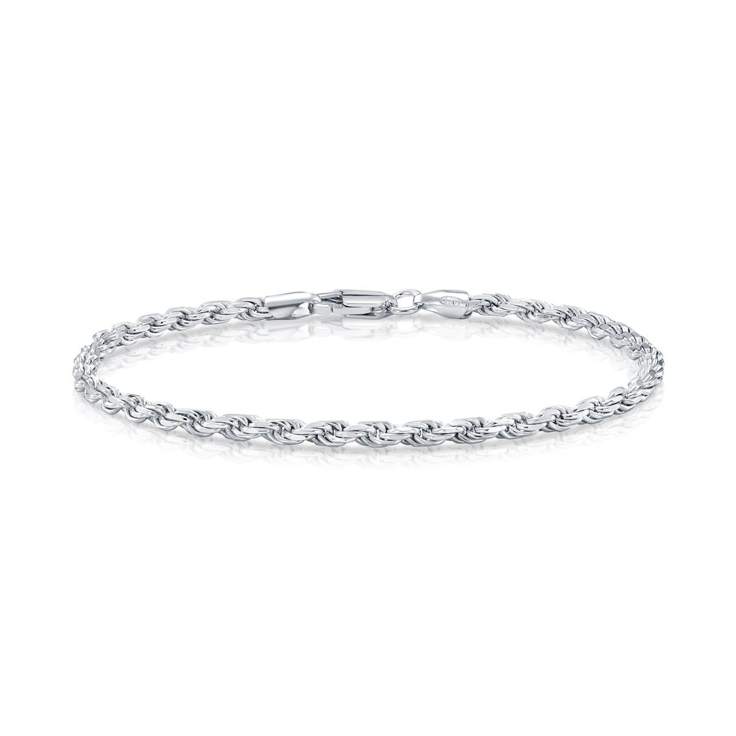Solid Sterling Silver Rope Chain Bracelet