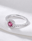 Sterling Silver Ruby CZ Halo Ring