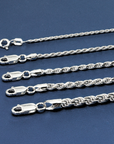 Italian Rope Chains with Strong Lobster Lock in Sterling Silver