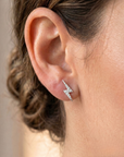 Sterling Silver Lightning Bolt CZ Stud Earrings, Pushback