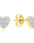 14K Yellow Gold Natural Diamond Heart Stud Earrings, 0.12ctw