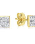14K Yellow Gold Natural Diamond Square Stud Earrings, 0.15ctw