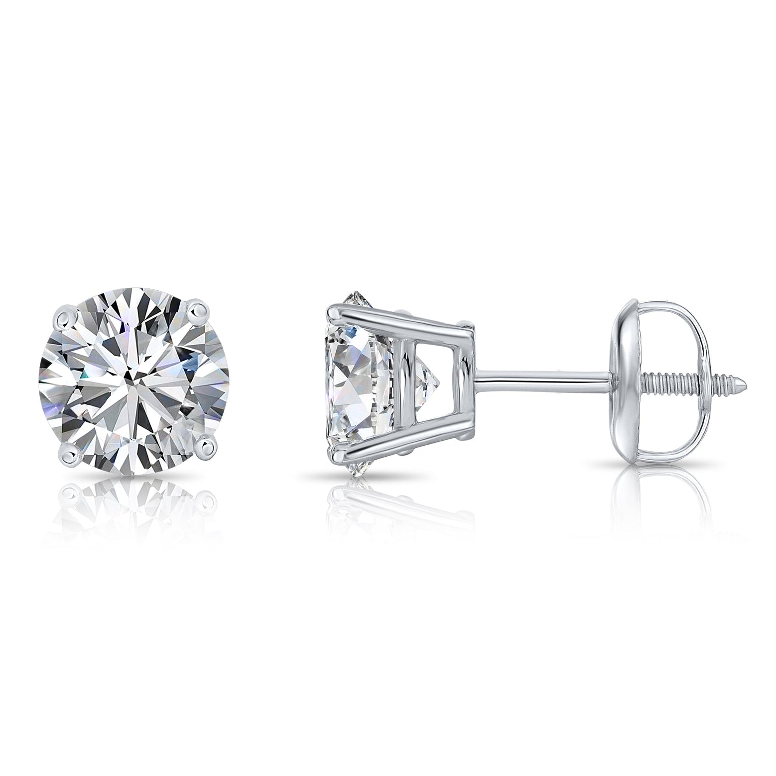 14K Gold Lab Diamond Stud Earrings, 1.50ctw, With Screw Backs