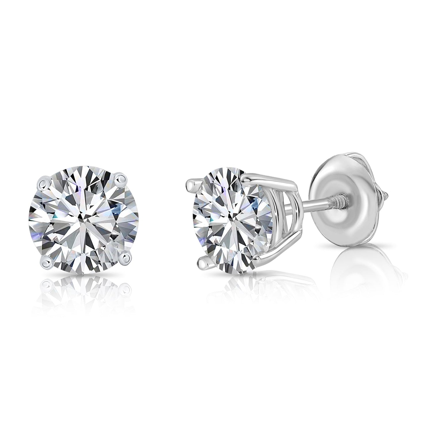 14K Gold Lab Diamond Stud Earrings, 1.50ctw, With Screw Backs