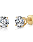 14K Gold Lab Diamond Stud Earrings, 1.50ctw, With Screw Backs