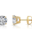 14K Yellow Gold Solitaire Lab Diamond Studs, Screwback