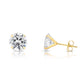 14K Yellow Gold And White Gold Stamping CZ Stud Earrings, Dainty Everyday Earrings