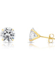 14K Yellow Gold And White Gold Stamping Zirconia Stud Earrings, Dainty Everyday Earrings