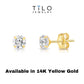 14K Yellow Gold And White Gold Stamping CZ Stud Earrings, Dainty Everyday Earrings
