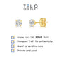 14K Yellow Gold And White Gold Stamping CZ Stud Earrings, Dainty Everyday Earrings