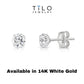 14K Yellow Gold And White Gold Stamping CZ Stud Earrings, Dainty Everyday Earrings