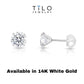 14K Yellow Gold and White Gold CZ Stud Earrings, Silicone Push-back, Uinisex.