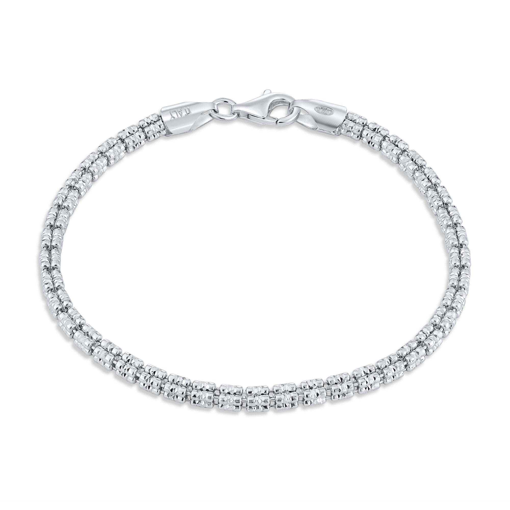 Sterling Silver Diamond-Cut Ice Chain Bracelet