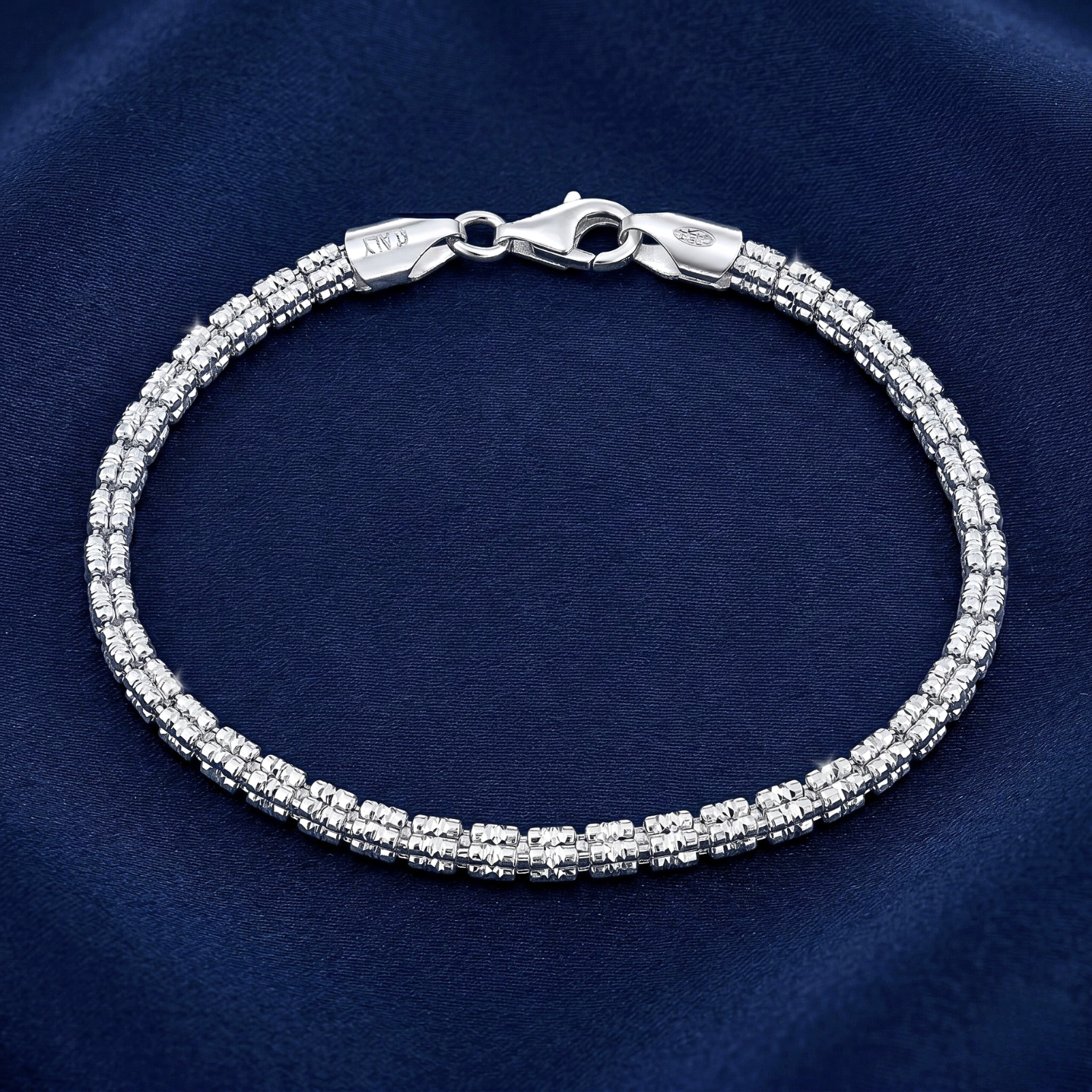 Sterling Silver Diamond-Cut Ice Chain Bracelet