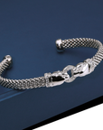 Sterling Silver Jaguar Cuff Italian Bracelet, Fits 6-7in