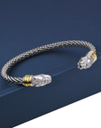 Sterling Silver Jaguar Cuff Bracelet, With Gold Accents, Fits 6 - 7 inch wrist