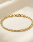 14K Gold Plated Italian Franco Chain Bracelet, Solid Sterling Silver, With Lobster Lock, 7 Inches