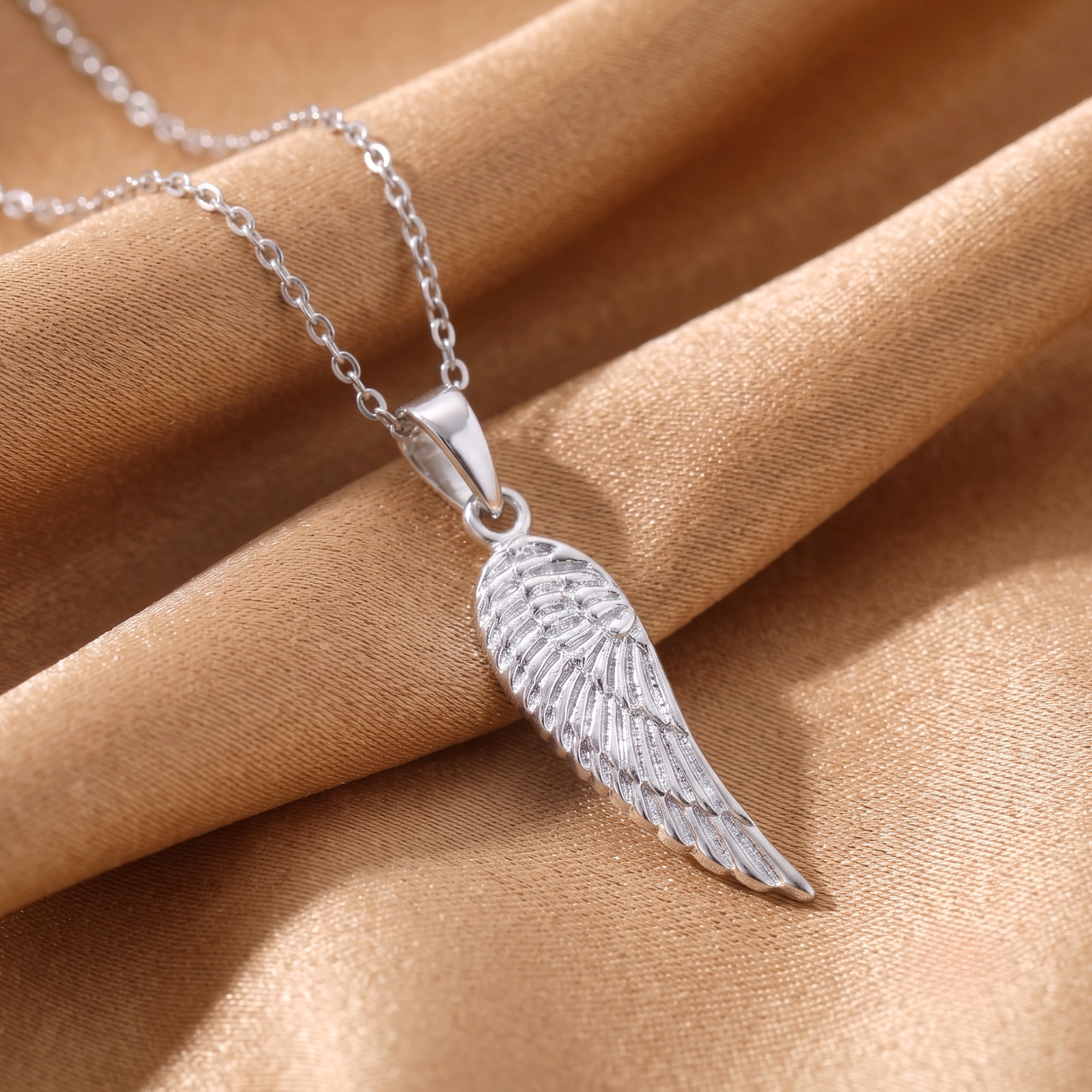 Sterling Silver Angel Wing Pendant Necklace
