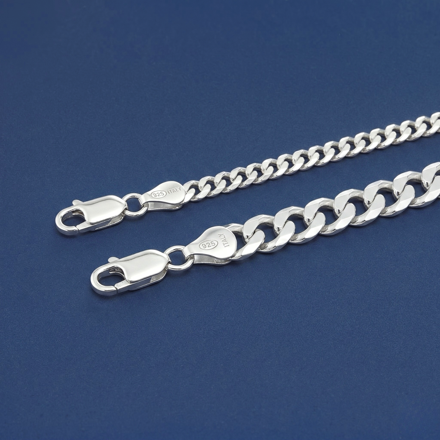 Sterling Silver Italian Curb Link Bracelet, Lobster Lock