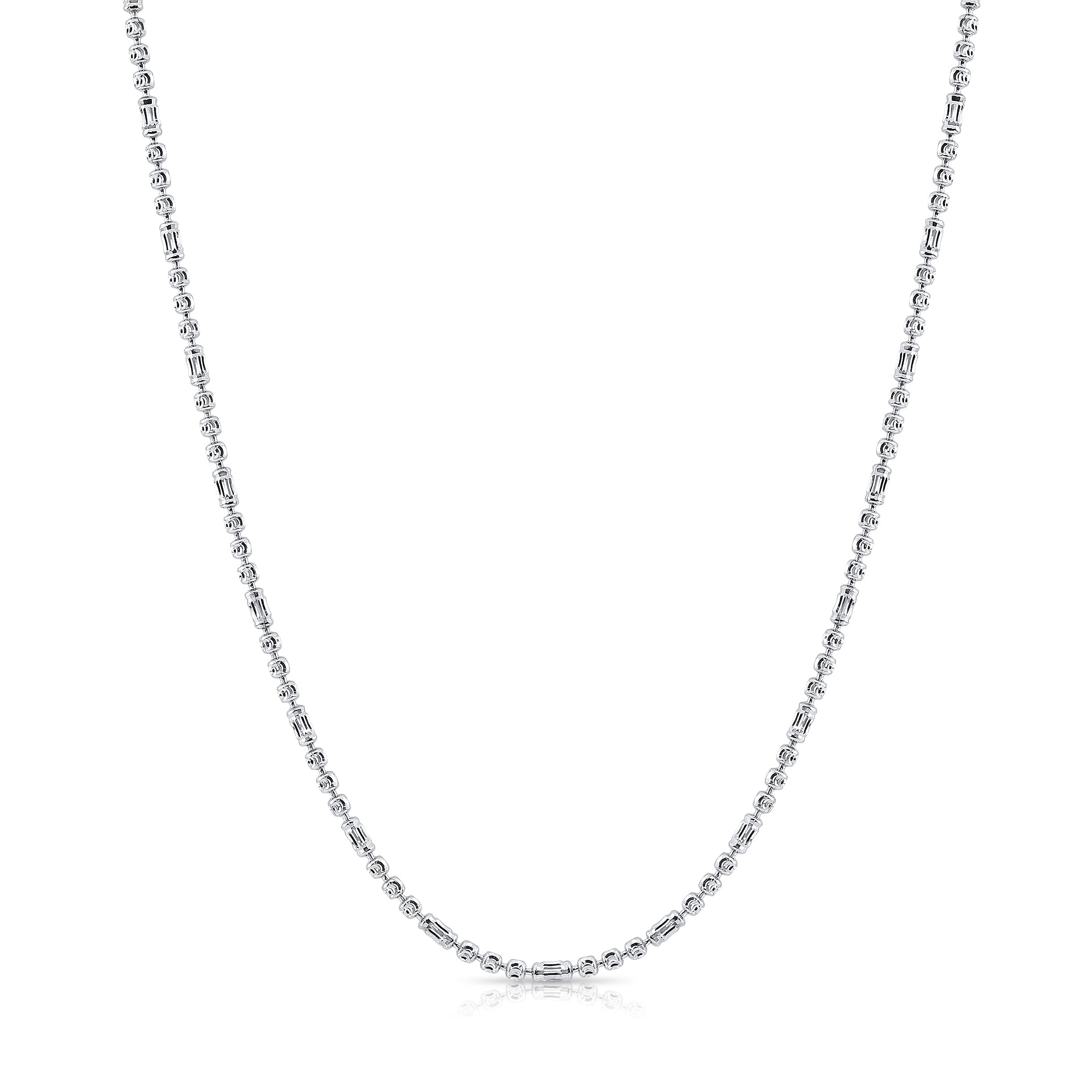Sterling Silver Diamond-Cut Bead Necklace