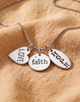 Sterling Silver Love, Faith, Hope Pendant Charm Necklace