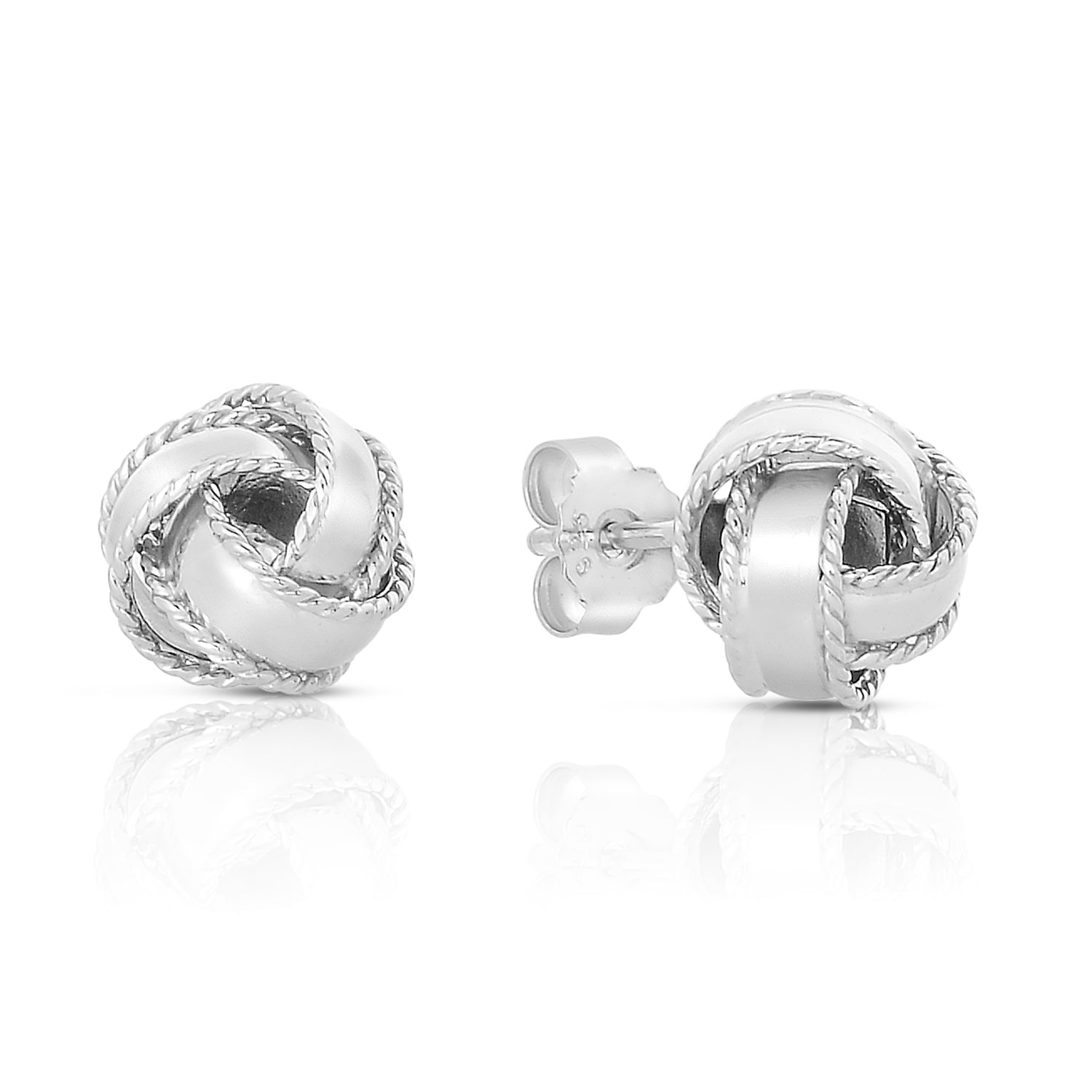 Sterling Silver Braided Love Knot Studs, Pushback