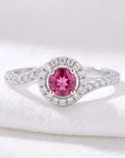 Sterling Silver Ruby CZ Halo Ring