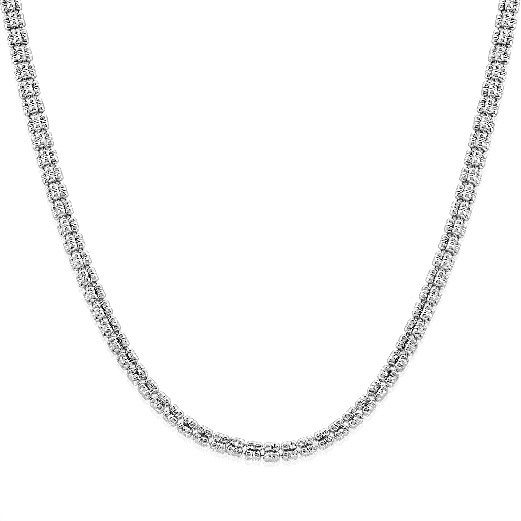 Sterling Silver Diamond-Cut Ice Chain Necklace, Pyramid Design