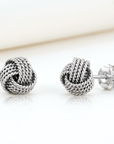 Sterling Silver Braided Love Knot Studs, Pushback