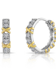 Sterling Silver Two-Tone CZ Huggie Earrings