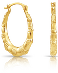 10K Yellow Gold Puffy Oval Hoop Earrings, 15mm, By TILO Jewelry