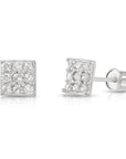 14k Gold Square CZ Stud Earrings, Screwback