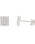 14k Gold Square CZ Stud Earrings, Screwback