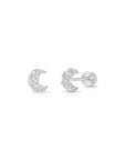 14k Gold Moon Crescent Stud Earrings