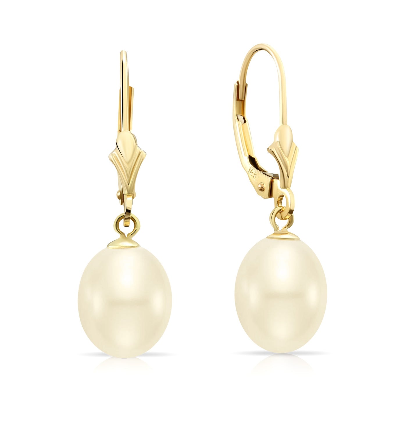 14k Gold Freshwater Pearl Dangle Earrings