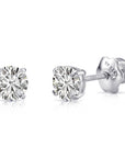 14K White Gold Round Brilliant-Cut Lab Diamond Stud Earrings, Screwback