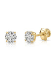 14K Gold Lab Diamond Stud Earrings, Screwback