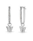 Sterling Silver Butterfly Charm Drop Dangle Earrings