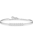 Sterling Silver Seven Row CZ Bezel Set Cuff Bracelet, Adjustable 7"-8"