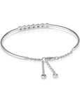 Sterling Silver Seven Row CZ Bezel Set Cuff Bracelet, Adjustable 7"-8"